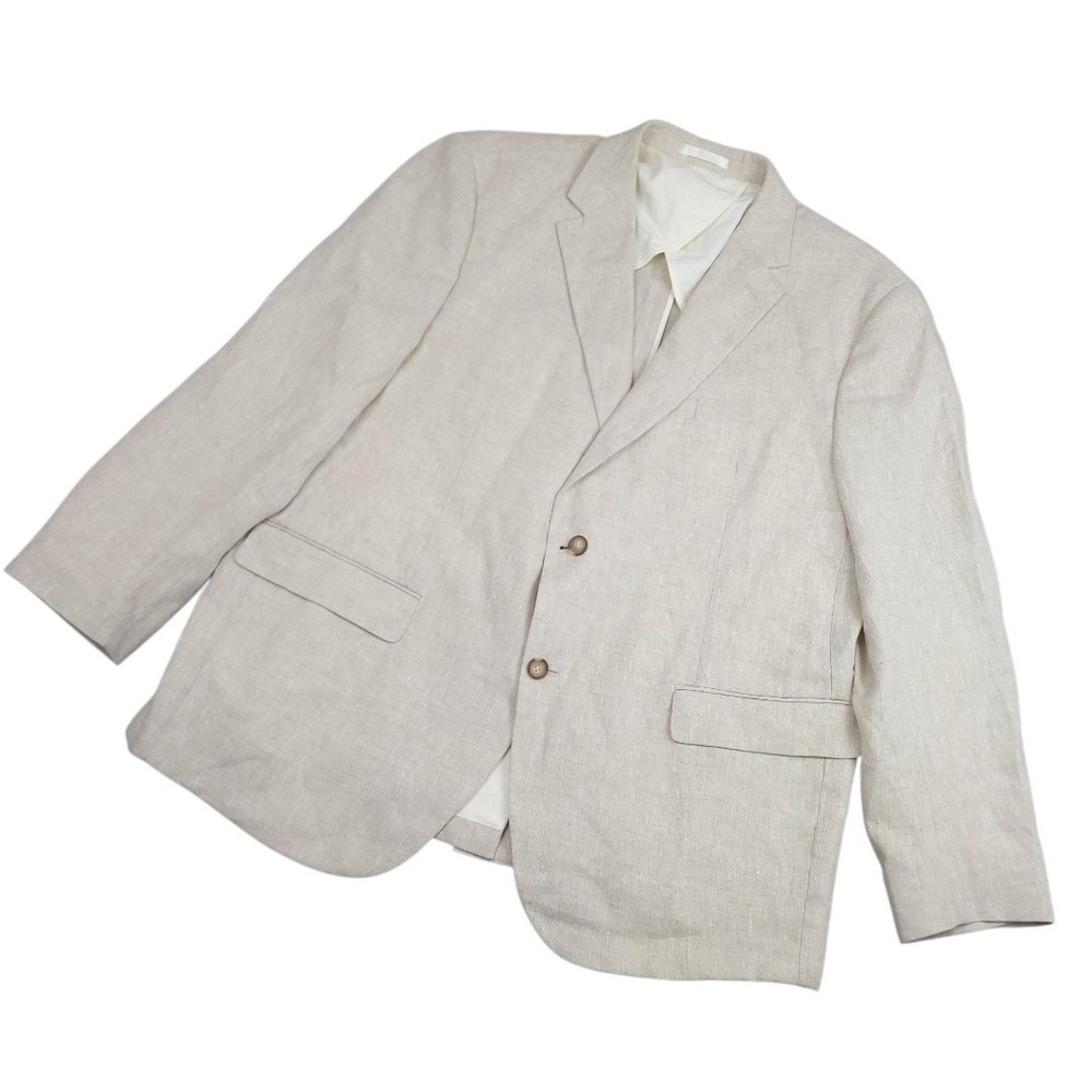 Hockerty Mens Beige Linen Sport Coat Blazer Smart Casual Wedding Business Jacket